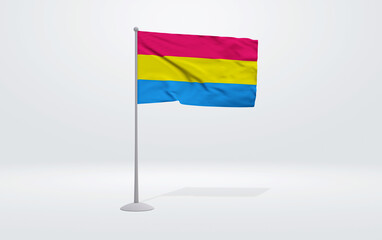 3D illustration of the Pansexual flag, symbol of the LGBT movement that demonstrates Pride and Freedom