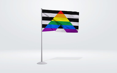 3D illustration of the flag of the Allies of the LGBT cause symbol of the LGBTQ+ movement that demonstrates Pride and Freedom