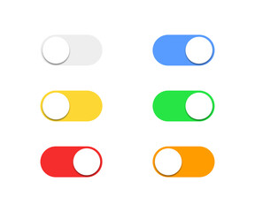 On and Off toggle switch buttons. On Off icons. Vector illustration.