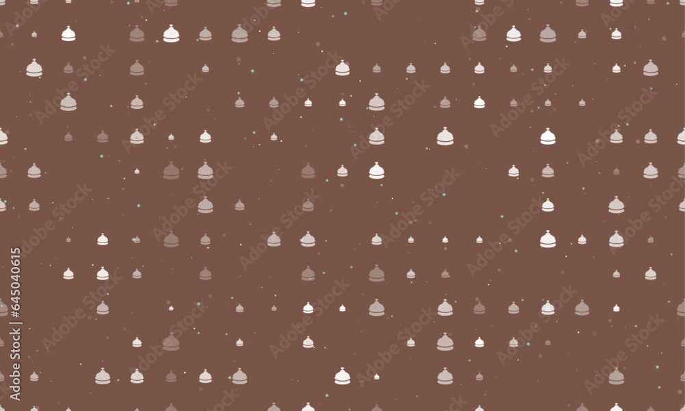 Poster seamless background pattern of evenly spaced white reception bell symbols of different sizes and opa
