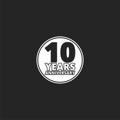 10 Years Anniversary Celebration icon isolated on black background 