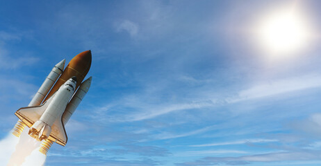 Dramatic rocket launch.  The elements of this image furnished by NASA.