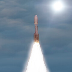 Dramatic rocket launch.  The elements of this image furnished by NASA.