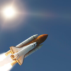 Naklejka na ściany i meble Dramatic rocket launch. The elements of this image furnished by NASA.