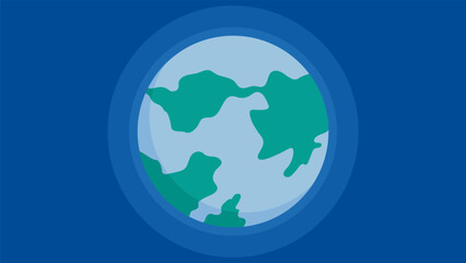 Earth planet in a blue circle. Vector illustration in flat style.