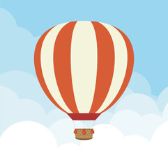Hot air balloon in the sky. Flat design. Vector illustration.