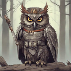 Warrior owl  generative ai 