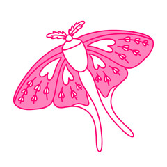 Butterfly in white and pink colors. Nostalgia for the 2000 years. Y2k style.