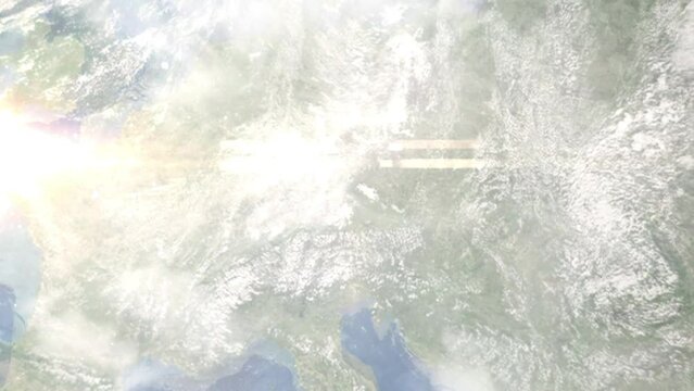 Zoom in from space and focus on Straubing, Germany. 3D Animation. Background for travel intro. Elements of this image furnished by NASA	
