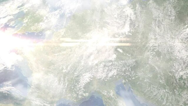 Zoom in from space and focus on Leonberg, Germany. 3D Animation. Background for travel intro. Elements of this image furnished by NASA	