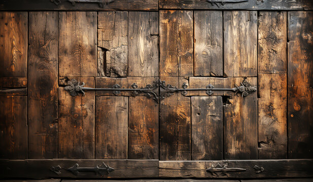 Vintage old wood gate. AI generated