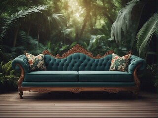 vintage sofa in empty Luxury room daylight generative ai illustration  art