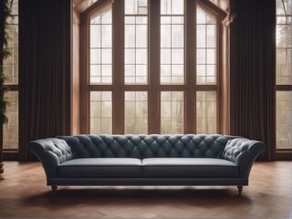 vintage sofa in empty Luxury room daylight generative ai illustration  art