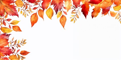 Autumn leaves illustration frame isolated on white, Thanksgiving frames.