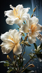 White and golden beautiful flowers. AI generated