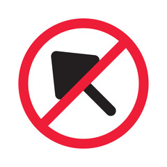 Forbidden cursor icon. Prohibited arrow vector icon. No cursor symbol pictogram. Warning, caution, attention, restriction, danger, ban, label flat sign design.