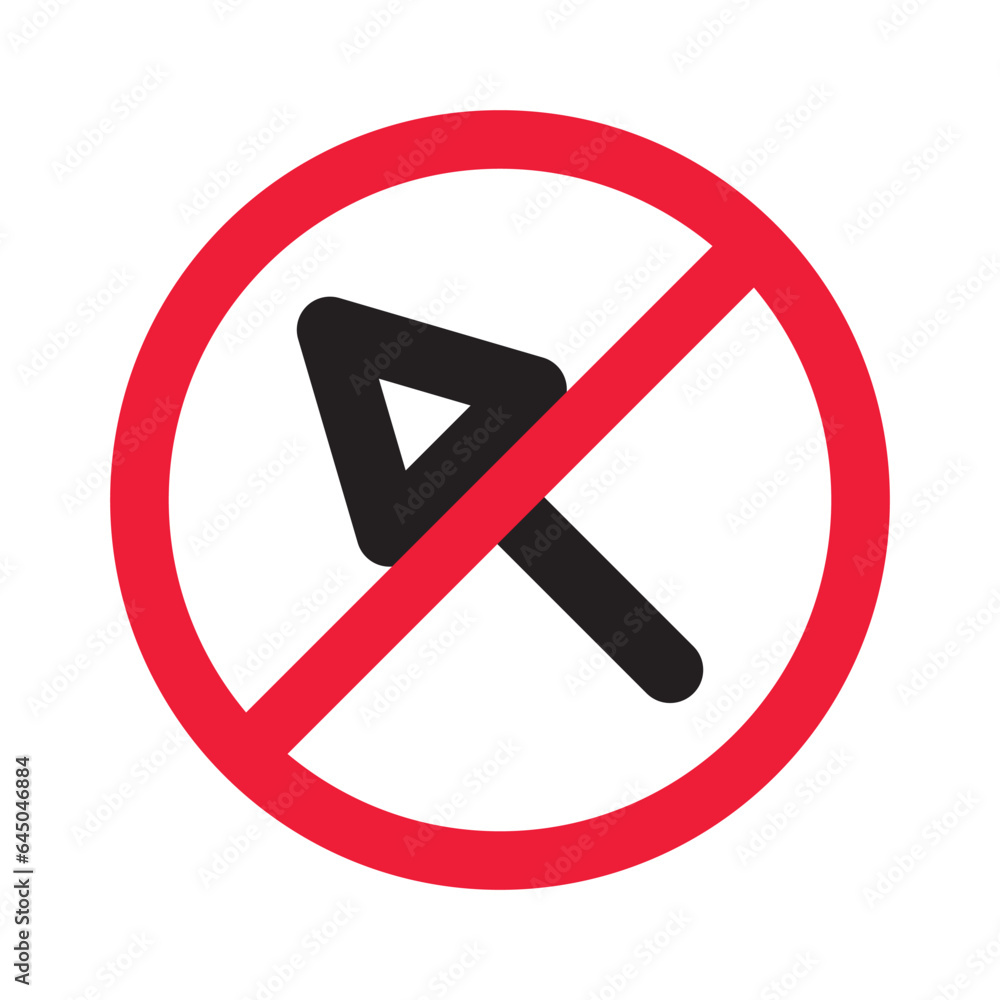 Poster forbidden cursor icon. prohibited arrow vector icon. no cursor symbol pictogram. warning, caution, a