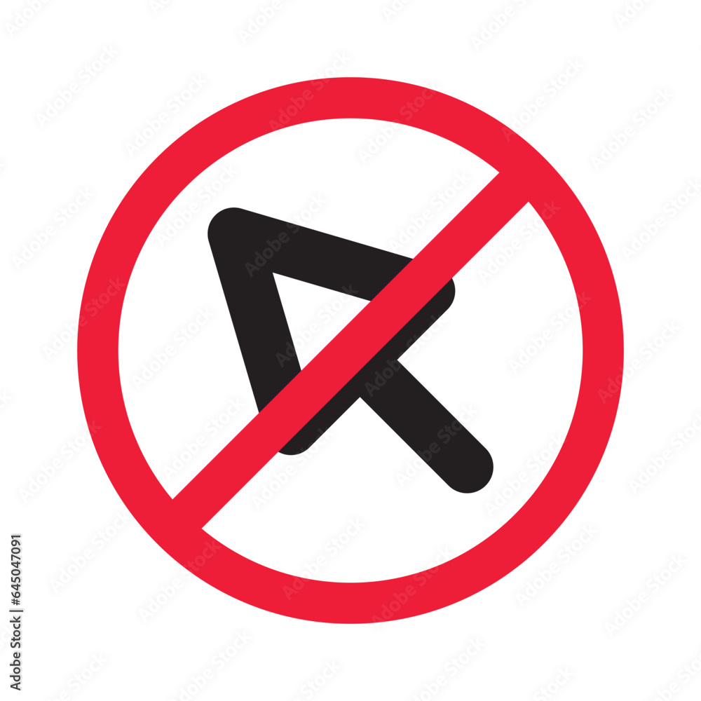 Poster forbidden cursor icon. prohibited arrow vector icon. no cursor symbol pictogram. warning, caution, a