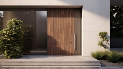 Modern Clean light brown entrance what is hide the real luxury interior. Generative AI Technology 