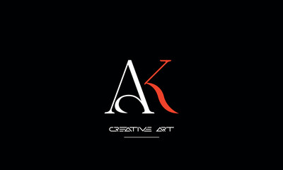 AK, KA, A, K abstract letters logo monogram - obrazy, fototapety, plakaty