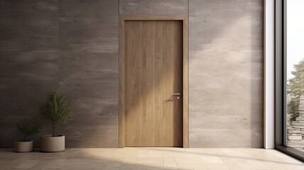 Fototapeta premium Modern Clean light brown entrance what is hide the real luxury interior. Generative AI Technology 