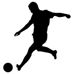 Vector silhouette of a soccer player shooting the ball