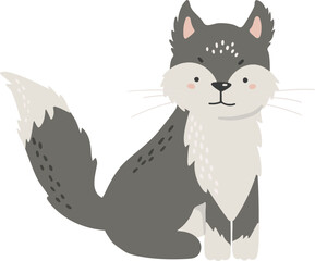 Wolf animal vector, Abstract baby wolf vector, forest baby animal, cute animal isolated, adorable wolf for print, vector illustration