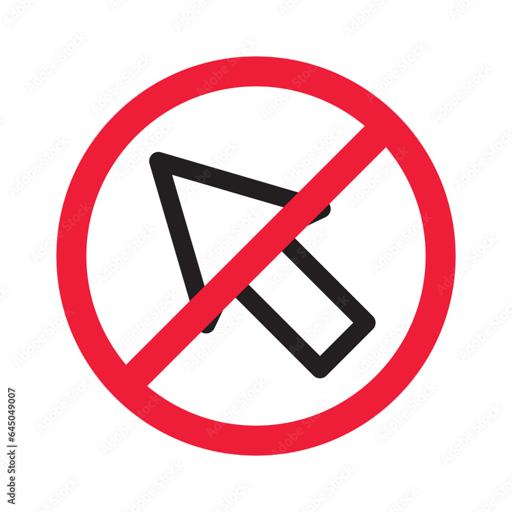 Poster forbidden cursor icon. prohibited arrow vector icon. no cursor symbol pictogram. warning, caution, a