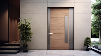 Modern Clean light brown entrance what is hide the real luxury interior. Generative AI Technology 