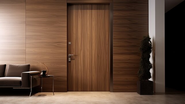 Modern Clean light brown entrance what is hide the real luxury interior. Generative AI Technology 