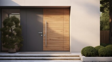 Modern Clean light brown entrance what is hide the real luxury interior. Generative AI Technology 