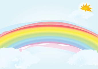 Rainbow colors from clouds background. vector