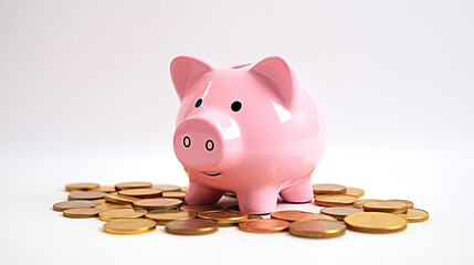 Piggy bank with coins savings money concept