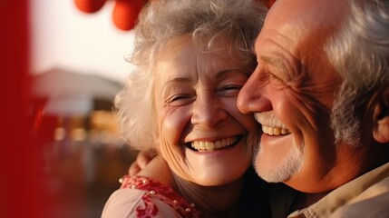 Happy and smiling elderly couple in love celebrates new years eve. Generative AI