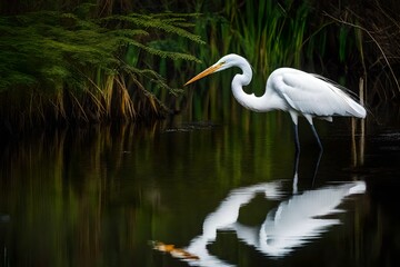 Naklejka premium Image of a Great Egret in the wild 