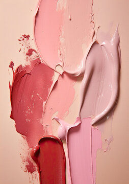 Modern Overhead Shot Of Types Of Makeup, Lipstick, Blush, Rouge, Paint