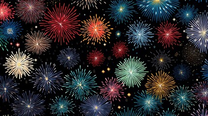 Naklejka premium a bunch of fireworks are lit up in the night sky. generative ai