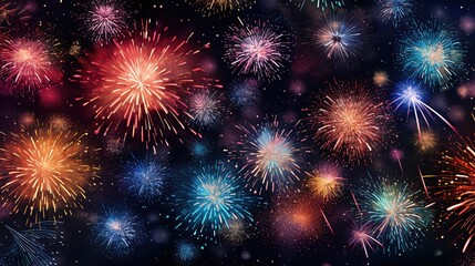  a bunch of fireworks are lit up in the night sky.  generative ai