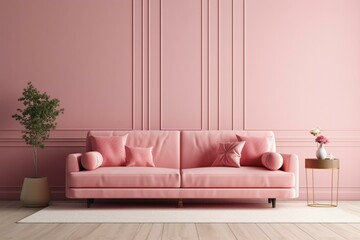 Fototapeta na wymiar Pink living room mockup with contemporary and elegant design. Generative AI