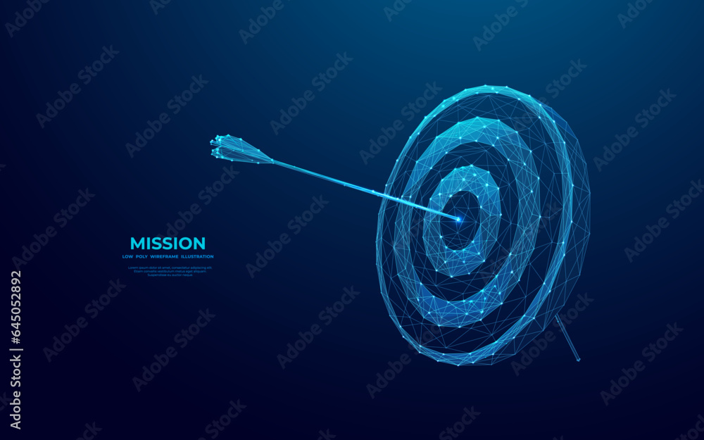 Poster abstract digital target with an arrow in the center. growth strategy or financial goal concept. futu