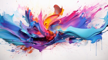 A single paint-soaked brushstroke frozen in time, its motion giving birth to a riot of colors