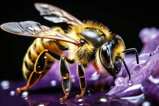 bee on a purple flower, AI generated