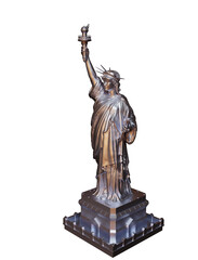 metallic statue of liberty on transparent, alpha background