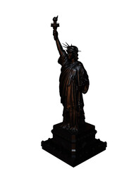 black statue of liberty on transparent, alpha background