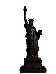 Fototapeta premium black statue of liberty on transparent, alpha background