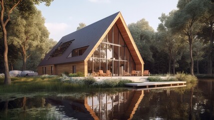 Peaceful house middle of the forest. Far away the city noise. Where you can live with your family safety and love. Generative AI Technology 