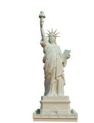 white statue of liberty on transparent, alpha background