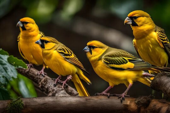 Exotic Canary birds in a natural environment