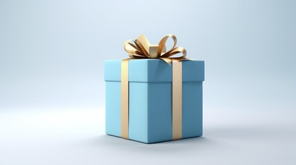 Obraz premium blue gift box on a light background.