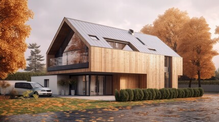 Peaceful house middle of the forest. Far away the city noise. Where you can live with your family safety and love. Generative AI Technology 